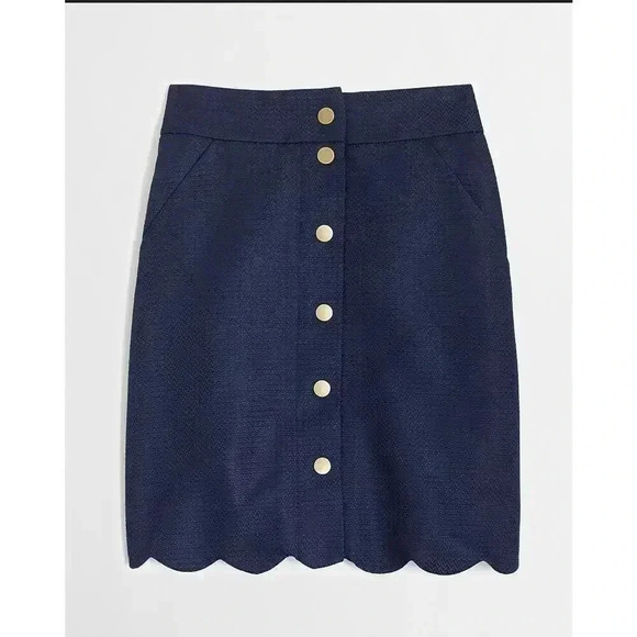 J.Crew Button-front scallop skirt Size 00 - Picture 1 of 4